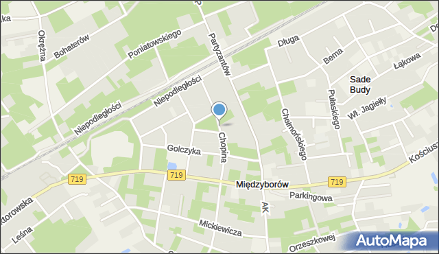 Międzyborów, Chopina Fryderyka, mapa Międzyborów