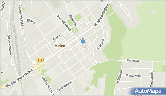 Mielec, Chopina Fryderyka, mapa Mielca