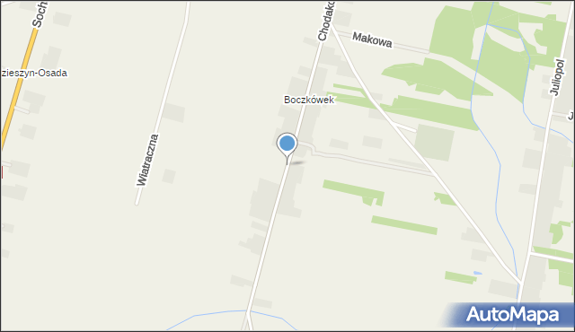 Młodzieszyn, Chodakowska, mapa Młodzieszyn