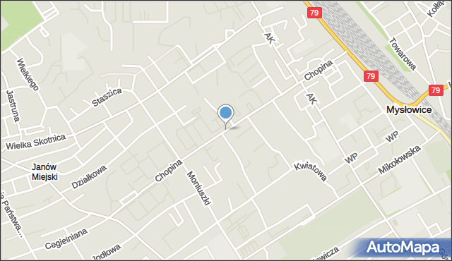 Mysłowice, Chopina Fryderyka, mapa Mysłowice