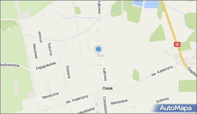 Osiek gmina Lubin, Chabrowa, mapa Osiek gmina Lubin