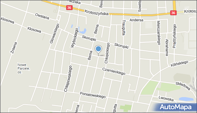Ostrów Wielkopolski, Chrzanowskiego Wojciecha, gen., mapa Ostrów Wielkopolski