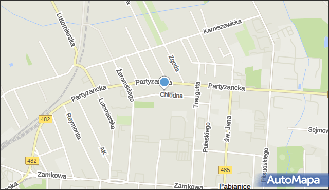 Pabianice, Chłodna, mapa Pabianic