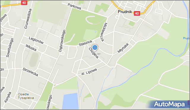 Prudnik, Chopina Fryderyka, mapa Prudnik