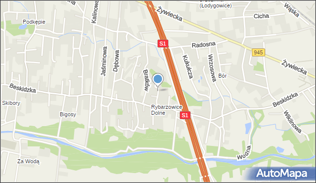 Rybarzowice, Chabrowa, mapa Rybarzowice