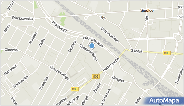 Siedlce, Chełmońskiego Józefa, mapa Siedlce