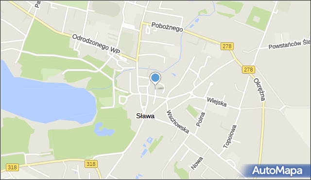 Sława powiat wschowski, Chopina Fryderyka, mapa Sława powiat wschowski