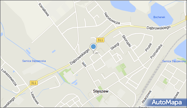 Stęszew, Chybickiego Wawrzyńca, ks., mapa Stęszew