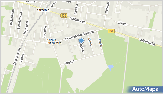 Strzebiń, Chopina Fryderyka, mapa Strzebiń