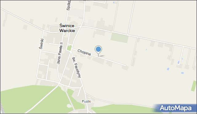 Świnice Warckie, Chopina Fryderyka, mapa Świnice Warckie