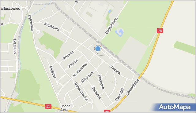 Tarnowskie Góry, Chopina Fryderyka, mapa Tarnowskie Góry