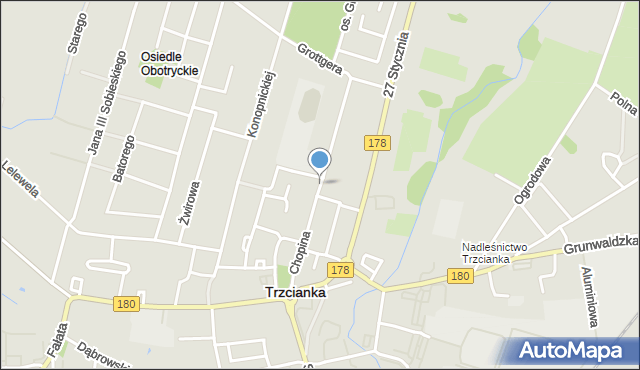 Trzcianka powiat czarnkowsko-trzcianecki, Chopina Fryderyka, mapa Trzcianka powiat czarnkowsko-trzcianecki