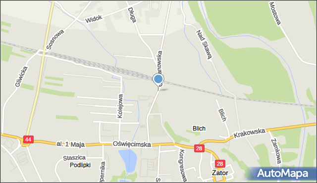Zator powiat oświęcimski, Chrzanowska, mapa Zator powiat oświęcimski