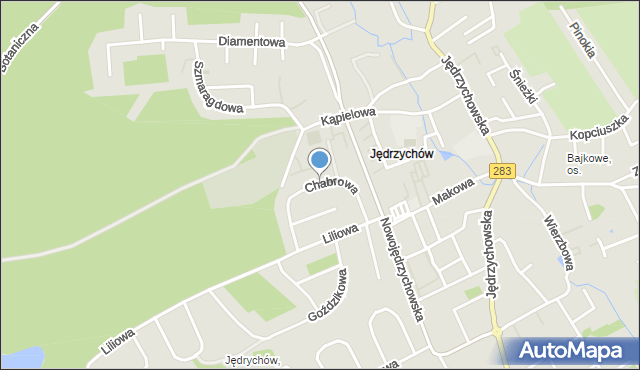 Zielona Góra, Chabrowa, mapa Zielona Góra