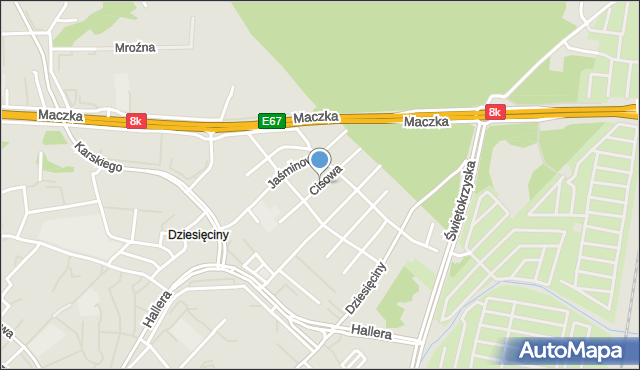 Białystok, Cisowa, mapa Białegostoku