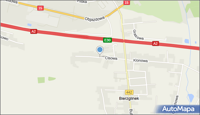 Bierzglinek, Cisowa, mapa Bierzglinek
