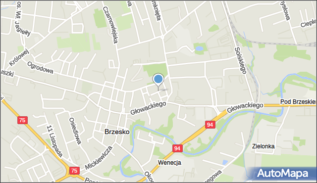 Brzesko, Cicha, mapa Brzesko