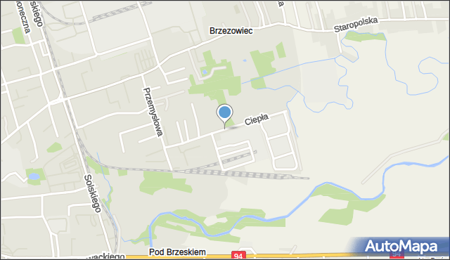 Brzesko, Ciepła, mapa Brzesko