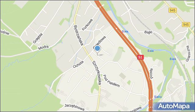 Bystra gmina Wilkowice, Cicha, mapa Bystra gmina Wilkowice