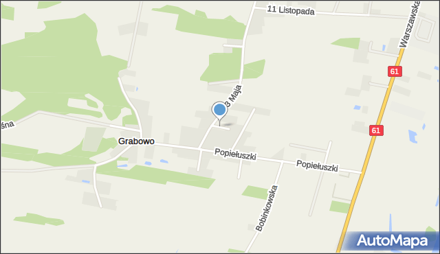 Grabowo gmina Olszewo-Borki, Cicha, mapa Grabowo gmina Olszewo-Borki