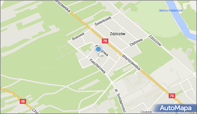 Kozienice, Cisowa, mapa Kozienice