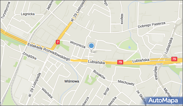 Kraków, Ciołkowskiego Konstantego, mapa Krakowa
