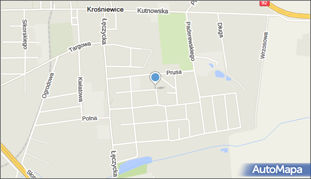 Krośniewice, Cicha, mapa Krośniewice