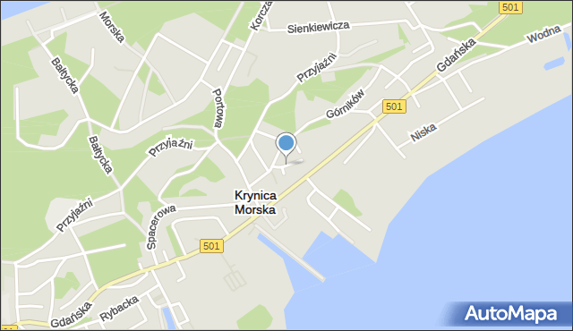 Krynica Morska, Cicha, mapa Krynica Morska