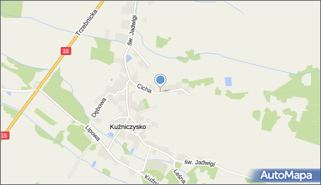 Kuźniczysko, Cicha, mapa Kuźniczysko