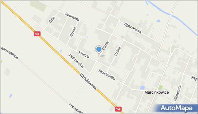 Marcinkowice gmina Oława, Cicha, mapa Marcinkowice gmina Oława