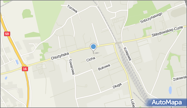 Mrągowo, Cicha, mapa Mrągowo