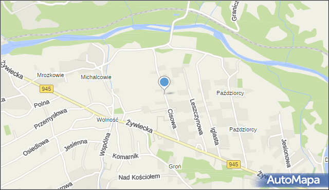 Pewel Mała, Cisowa, mapa Pewel Mała