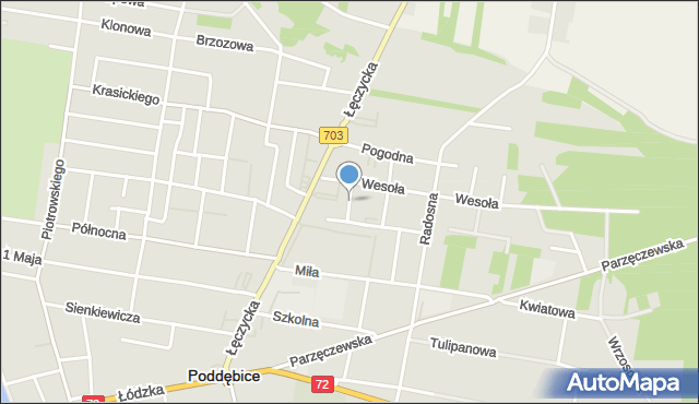 Poddębice, Cicha, mapa Poddębice