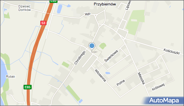 Przybiernów, Cisowa, mapa Przybiernów