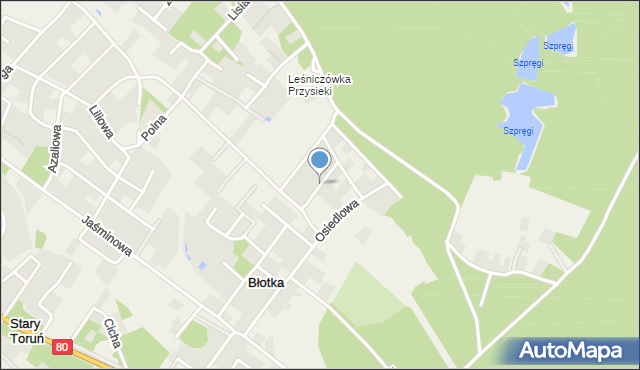 Przysiek gmina Zławieś Wielka, Cisowa, mapa Przysiek gmina Zławieś Wielka