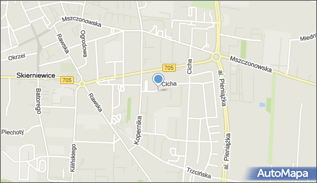 Skierniewice, Cicha, mapa Skierniewic