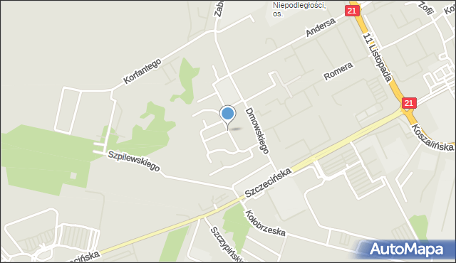 Słupsk, Cieplińskiego Łukasza, mapa Słupska