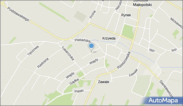 Sokołów Małopolski, Cieślika Józefa, ks., mapa Sokołów Małopolski
