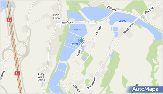 Stara Wieś gmina Wilamowice, Cicha, mapa Stara Wieś gmina Wilamowice