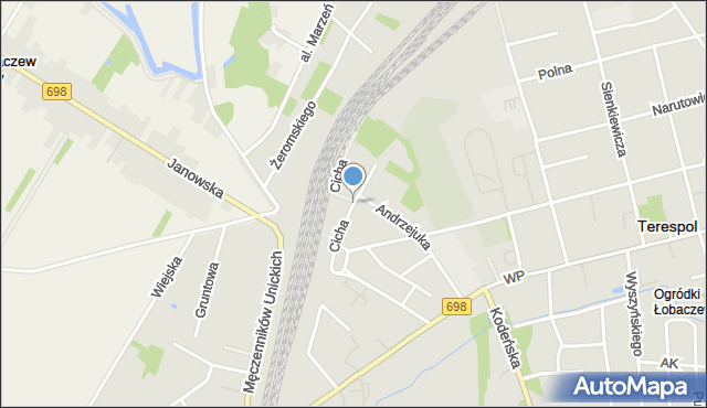 Terespol powiat bialski, Cicha, mapa Terespol powiat bialski