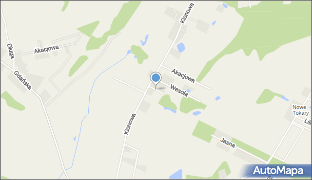 Tokary gmina Przodkowo, Cicha, mapa Tokary gmina Przodkowo