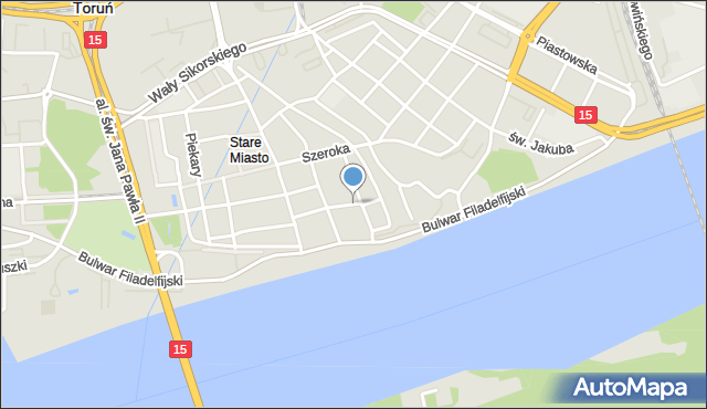 Toruń, Ciasna, mapa Torunia