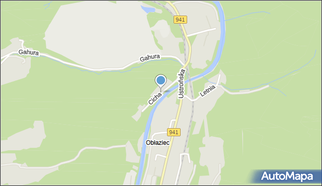 Wisła, Cicha, mapa Wisła