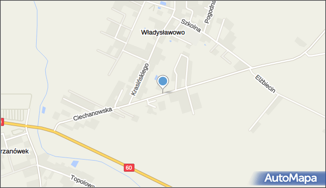 Władysławowo gmina Opinogóra Górna, Ciechanowska, mapa Władysławowo gmina Opinogóra Górna