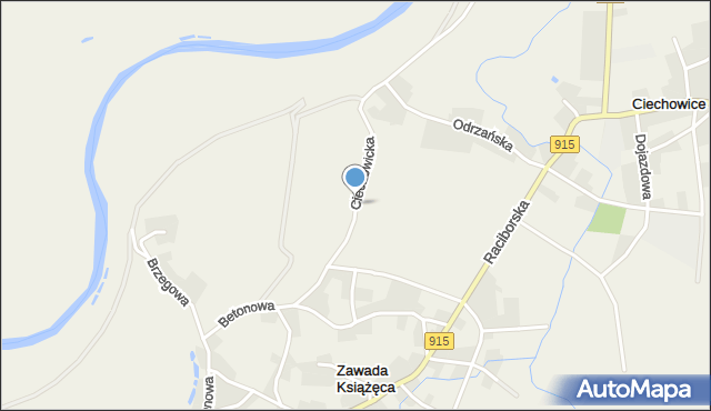 Zawada Książęca, Ciechowicka, mapa Zawada Książęca