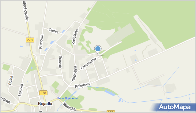 Bojadła, Cmentarna, mapa Bojadła