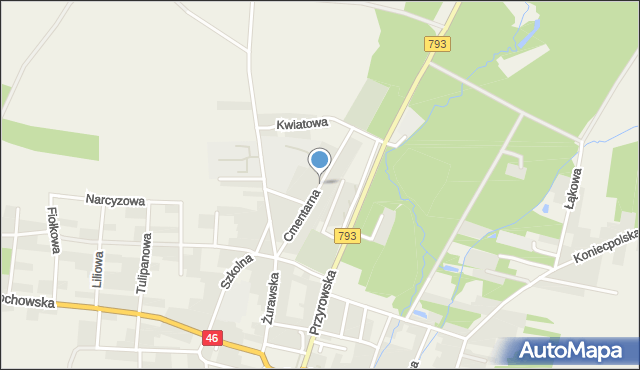 Janów powiat częstochowski, Cmentarna, mapa Janów powiat częstochowski