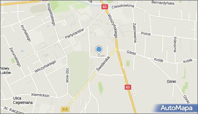 Łuków, Cmentarna, mapa Łuków