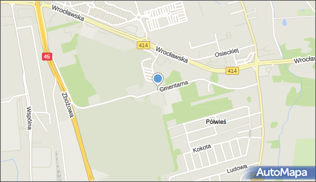 Opole, Cmentarna, mapa Opola
