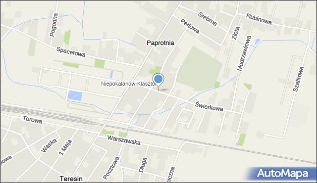 Paprotnia gmina Teresin, Cmentarna, mapa Paprotnia gmina Teresin